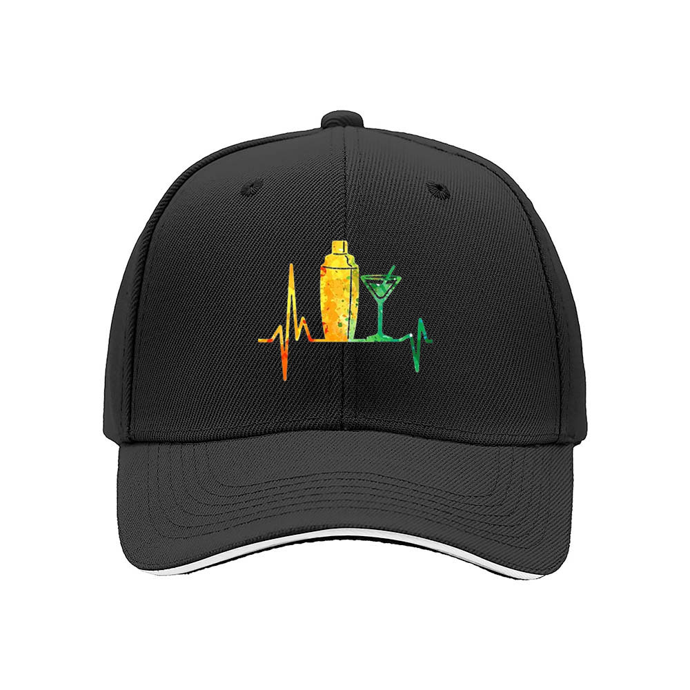 Cocktail Heartbeat Design Baseball Cap Men Women Gift Party Hat - Image 3