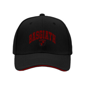 Basciath Men's Baseball Cap Red Logo Black Hat Gift for Fans