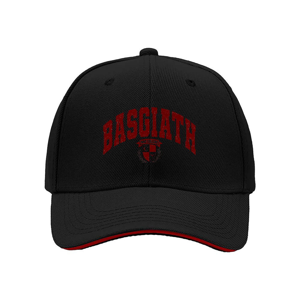 Basciath Men's Baseball Cap Red Logo Black Hat Gift for Fans
