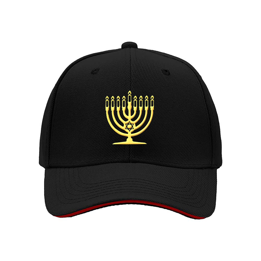 Golden Menorah Baseball Cap for Hanukkah Celebration Gift