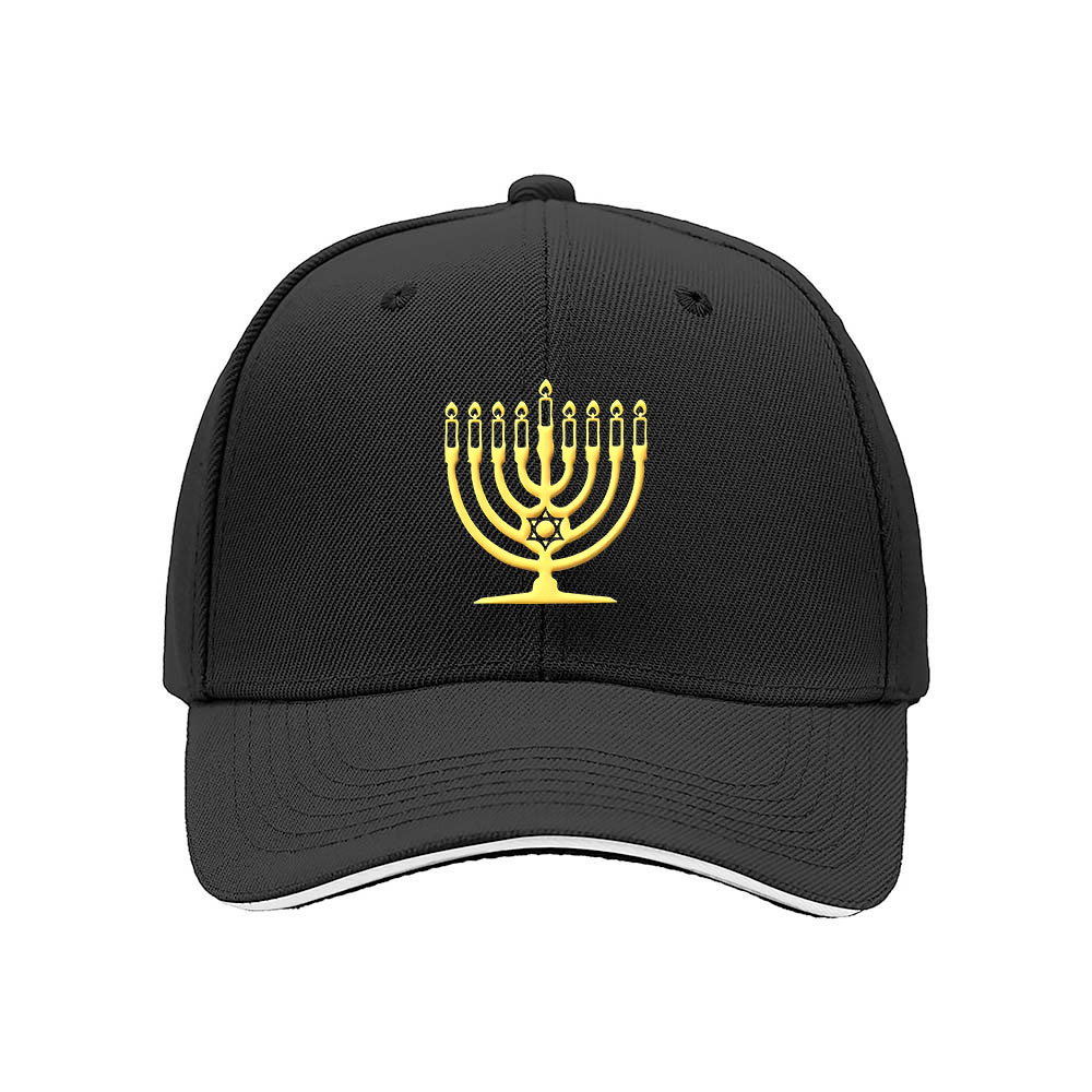 Golden Menorah Baseball Cap for Hanukkah Celebration Gift - Image 3
