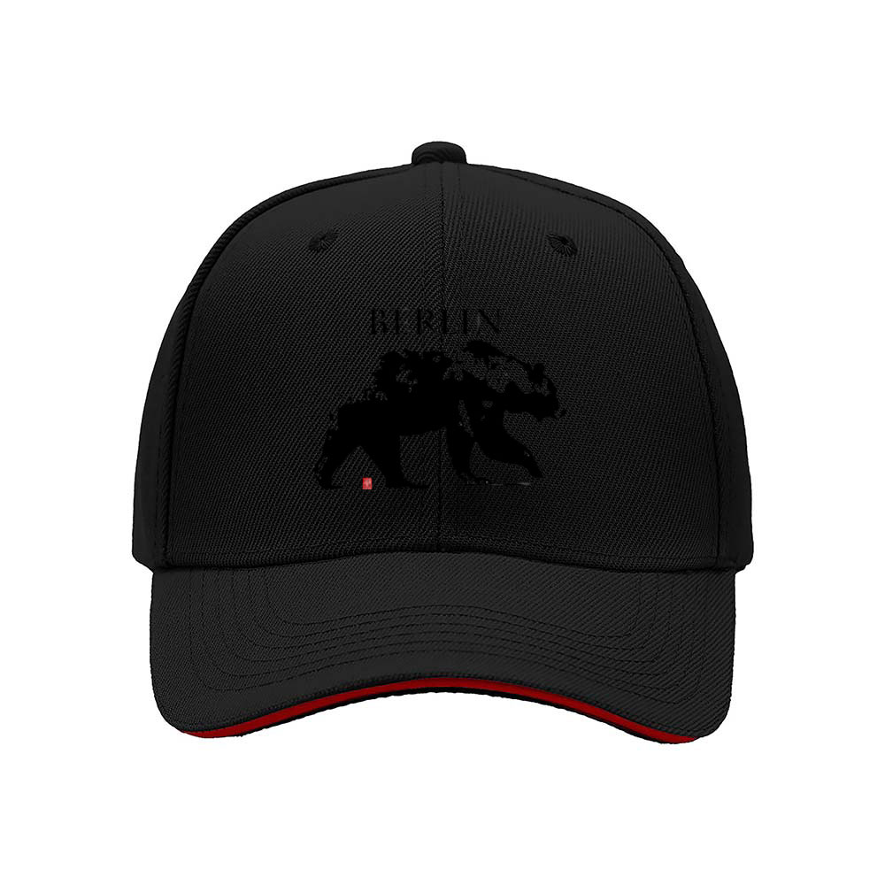 Berlin Bear Men's Baseball Cap Black Red Trim Gift Wear