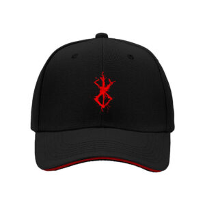 Red Symbol Embroidered Black Baseball Cap for Men Women Casual Gift Wear