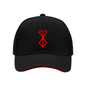 Black Baseball Cap with Red Symbol Design Men's Women's Fashion Hat Gift for Fans