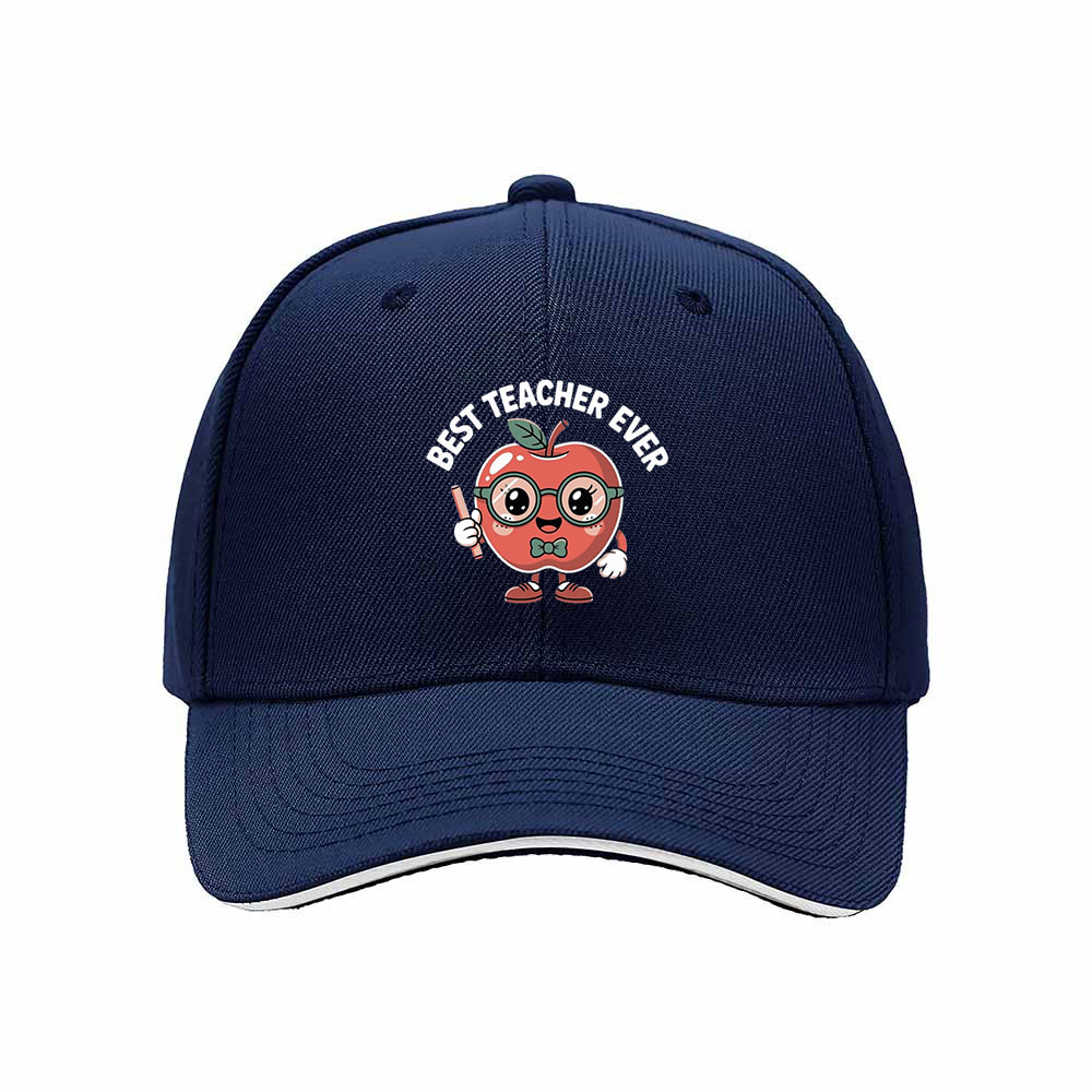 Best Teacher Ever Apple Cartoon Mens Womens Baseball Cap Gift - Image 2