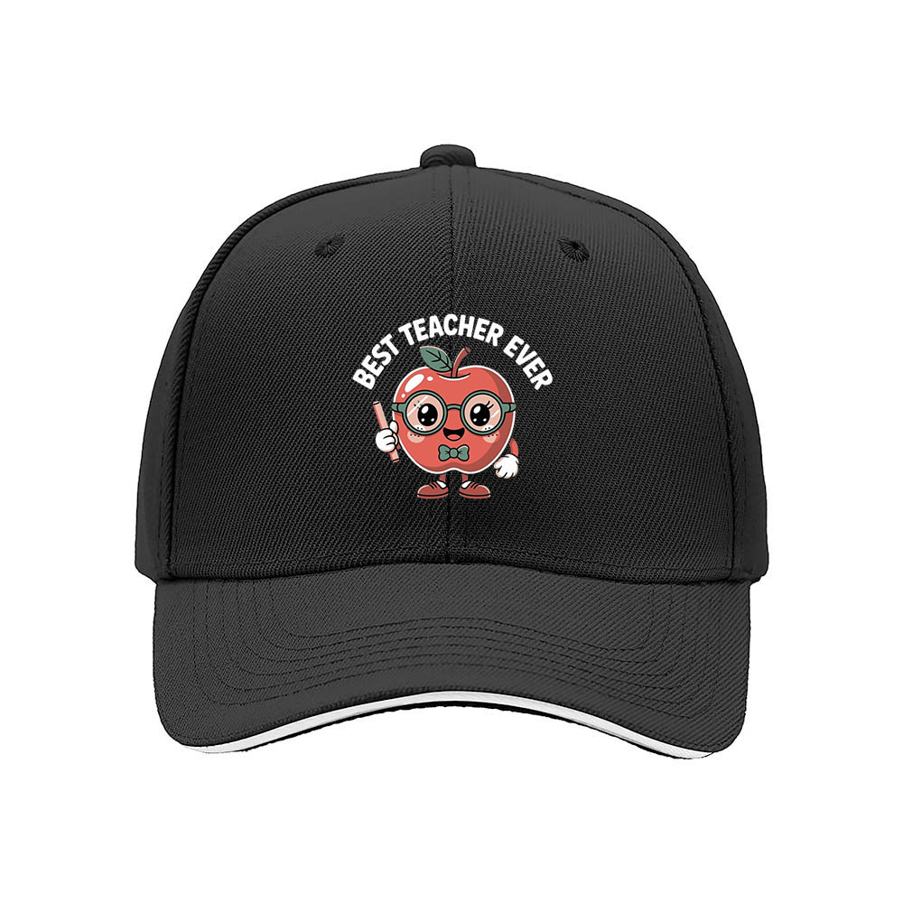 Best Teacher Ever Apple Cartoon Mens Womens Baseball Cap Gift - Image 3