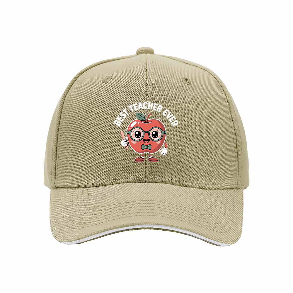 Best Teacher Ever Apple Cartoon Mens Womens Baseball Cap Gift - Image 4