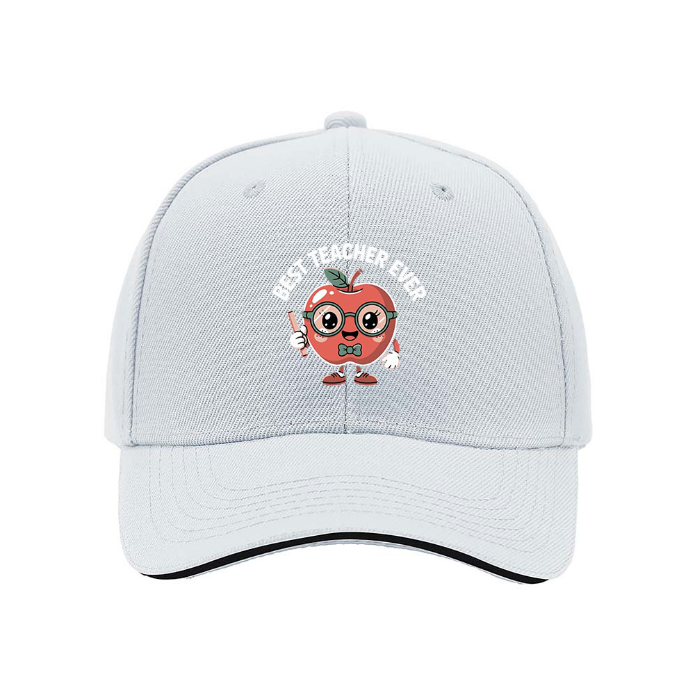 Best Teacher Ever Apple Cartoon Mens Womens Baseball Cap Gift - Image 5