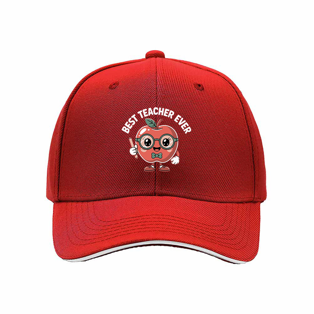 Best Teacher Ever Apple Cartoon Mens Womens Baseball Cap Gift - Image 6