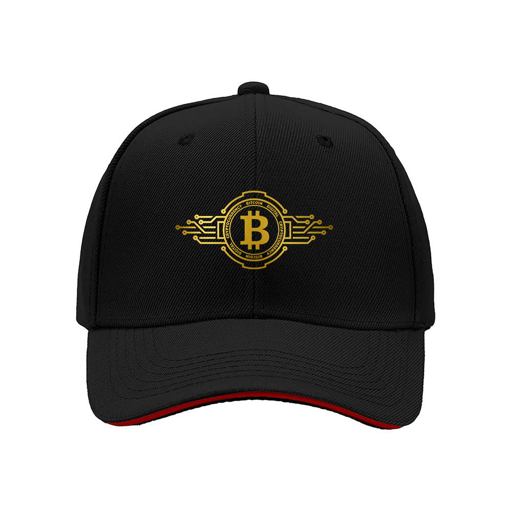 Bitcoin Logo Men's Baseball Cap Gold Print Gift for Crypto Fans