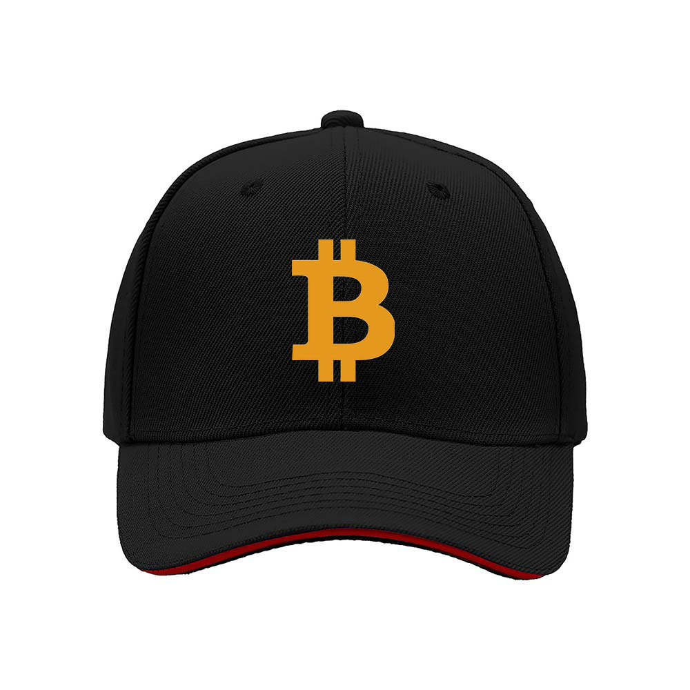 Bitcoin Logo Men's Baseball Cap Black Gold Design Gift for Crypto Fans