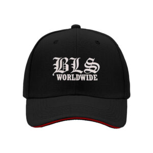 BLS Worldwide Men's Baseball Cap Black Red Trim Gift Hat