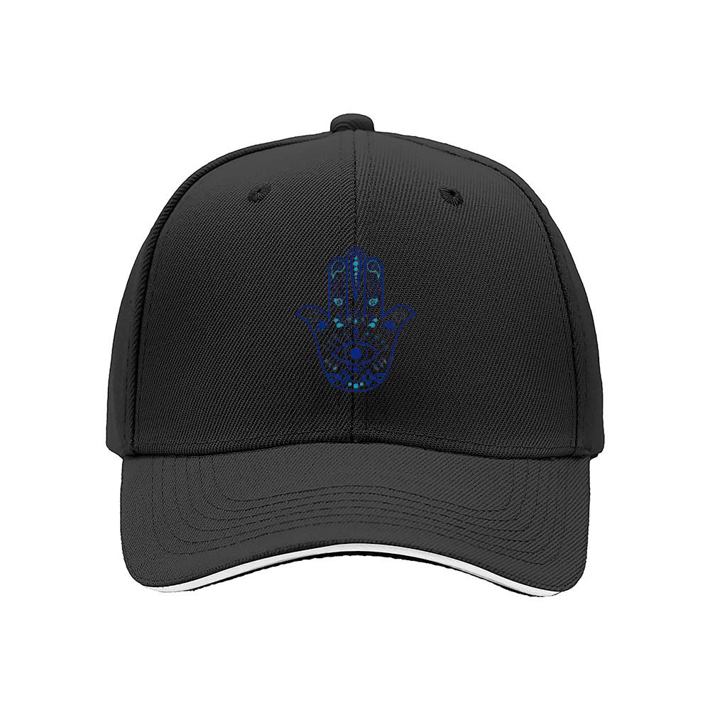 Blue Hamsa Hand Embroidered Men's Baseball Cap Gift for Him - Image 3