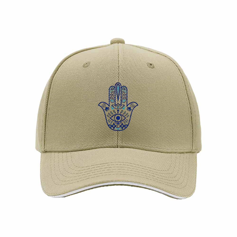 Blue Hamsa Hand Embroidered Men's Baseball Cap Gift for Him - Image 4