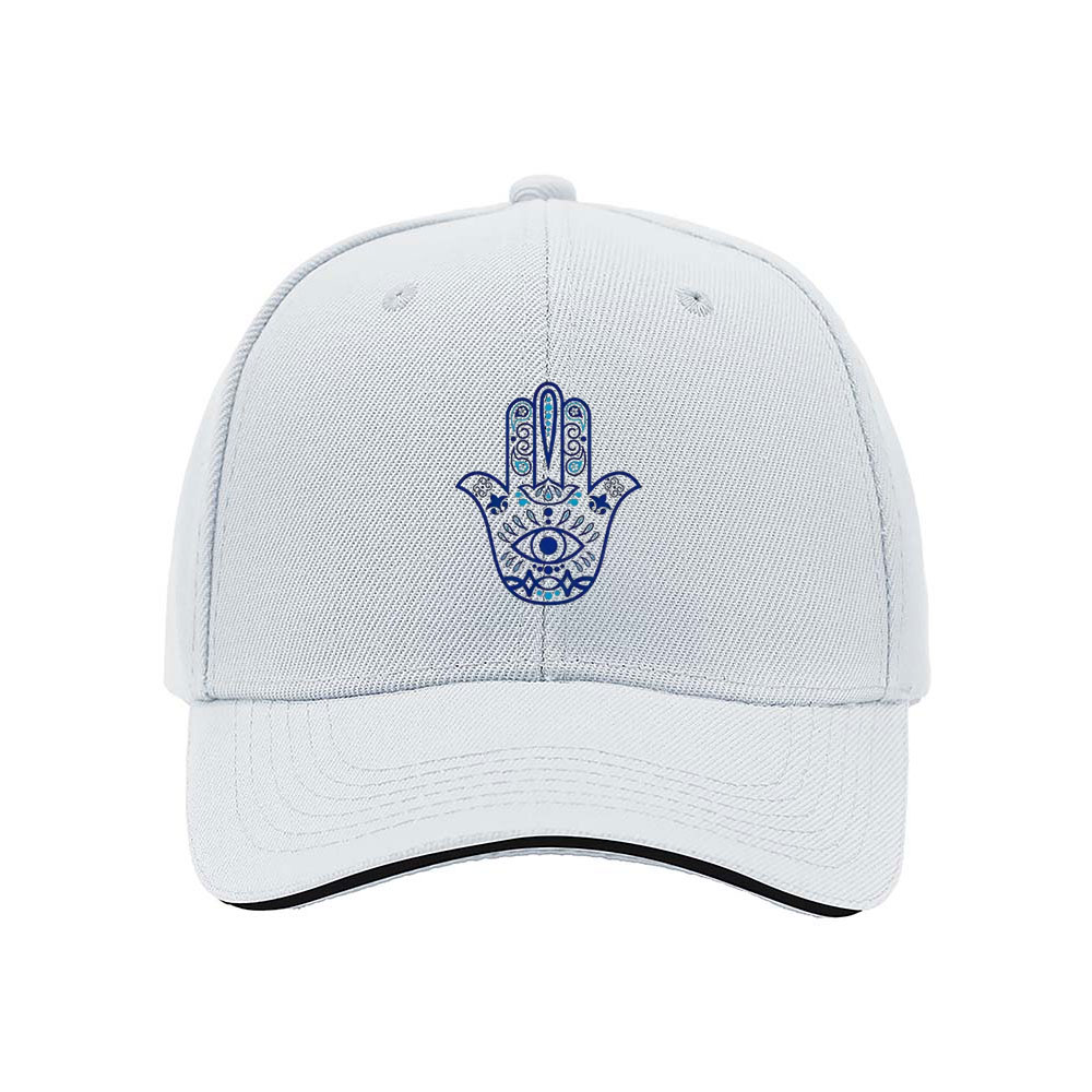 Blue Hamsa Hand Embroidered Men's Baseball Cap Gift for Him - Image 5