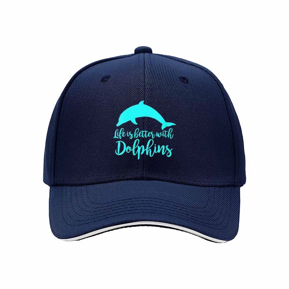 Life is Better with Dolphins Men's Baseball Cap Gift - Image 2