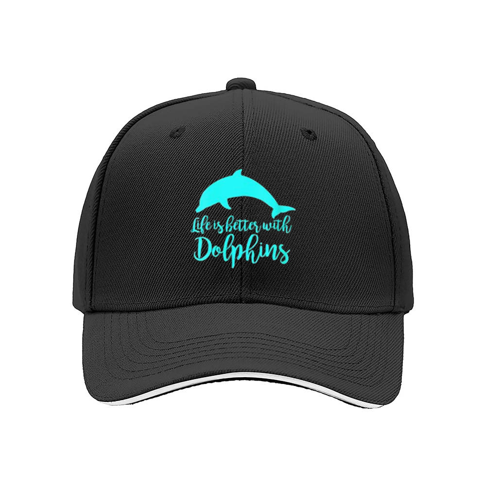 Life is Better with Dolphins Men's Baseball Cap Gift - Image 3