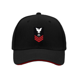 Men's Black Baseball Cap with Eagle and Rank Emblem for Military Fans
