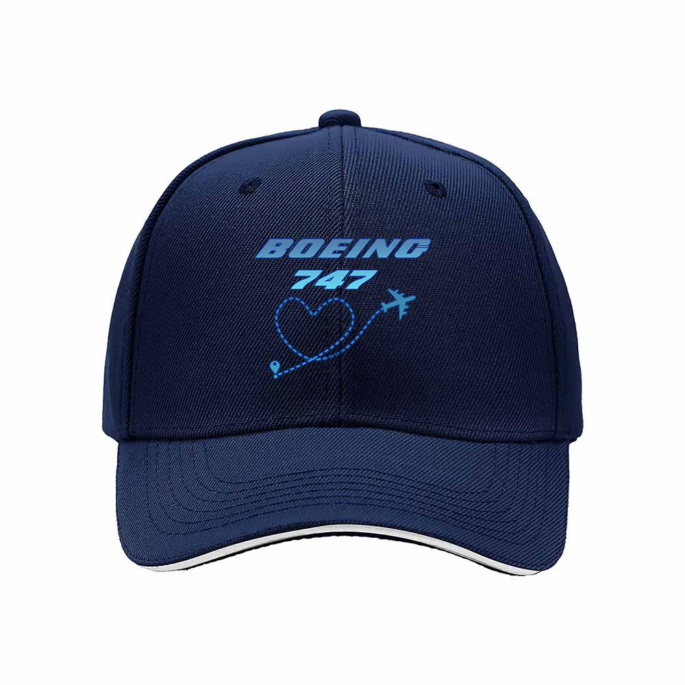 Boeing 747 Love Heart Men's Baseball Cap Gift for Aviation Fans - Image 2