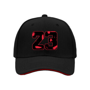 Black Baseball Cap with Red 23 Print Men's Women's Sport Hat Gift