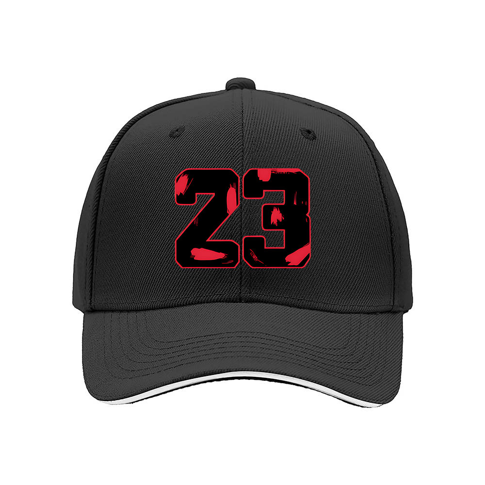 Black Baseball Cap with Red 23 Print Men's Women's Sport Hat Gift - Image 3