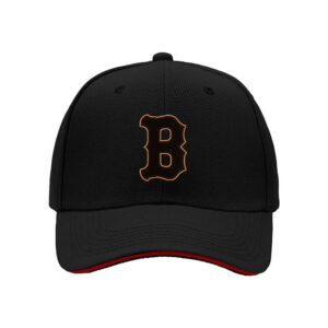 Black Baseball Cap with Orange B Logo Men's Women's Adjustable Hat Gift for Sports Fans