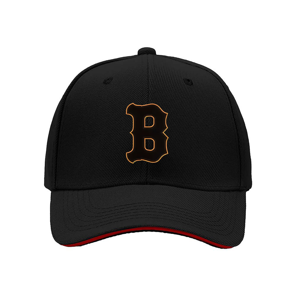 Black Baseball Cap with Orange B Logo Men's Women's Adjustable Hat Gift for Sports Fans