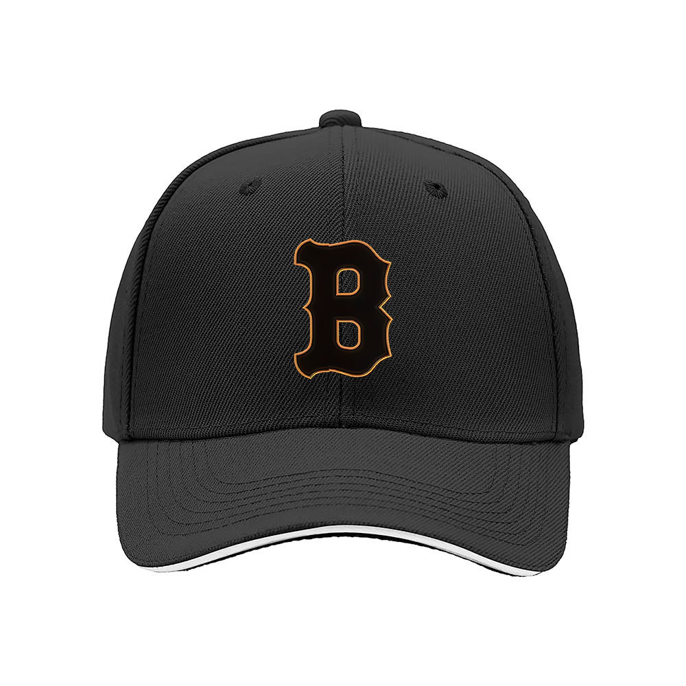 Black Baseball Cap with Orange B Logo Men's Women's Adjustable Hat Gift for Sports Fans - Image 3