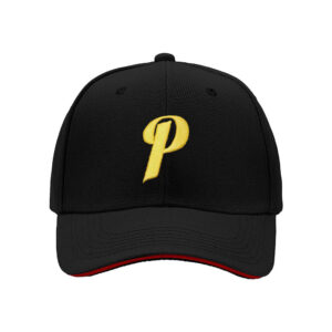 Black Baseball Cap with Gold P Logo Men's Women's Gift Hat