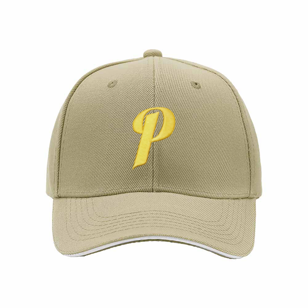 Black Baseball Cap with Gold P Logo Men's Women's Gift Hat - Image 4