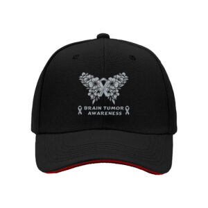Brain Tumor Awareness Butterfly Floral Cap Men Women Baseball Hat Gift