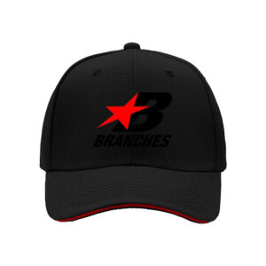 Black Baseball Cap with Red Star Logo Branches Brand Men's Women's Hat Gift for Sports Fans