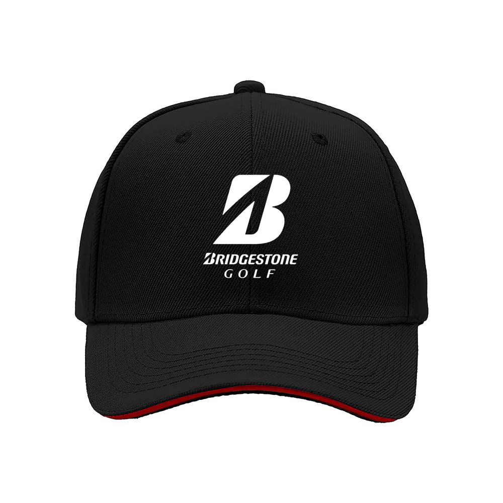Bridgestone Golf Logo Men's Baseball Cap Black Red Trim