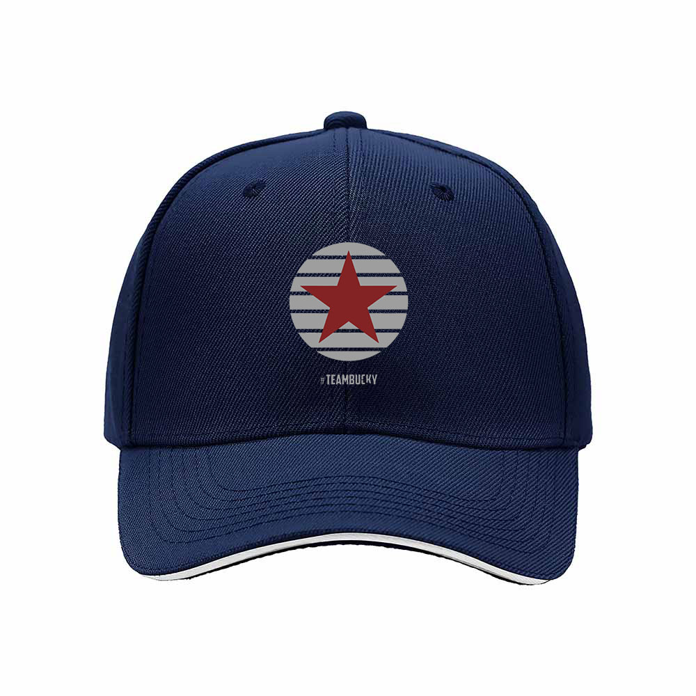 TeamBucky Star Logo Men's Baseball Cap Black Red Trim Gift - Image 2