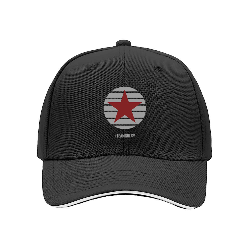 TeamBucky Star Logo Men's Baseball Cap Black Red Trim Gift - Image 3