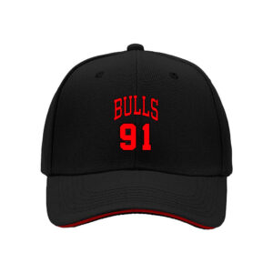 Bulls 91 Men's Baseball Cap Black Red Sport Gift Hat