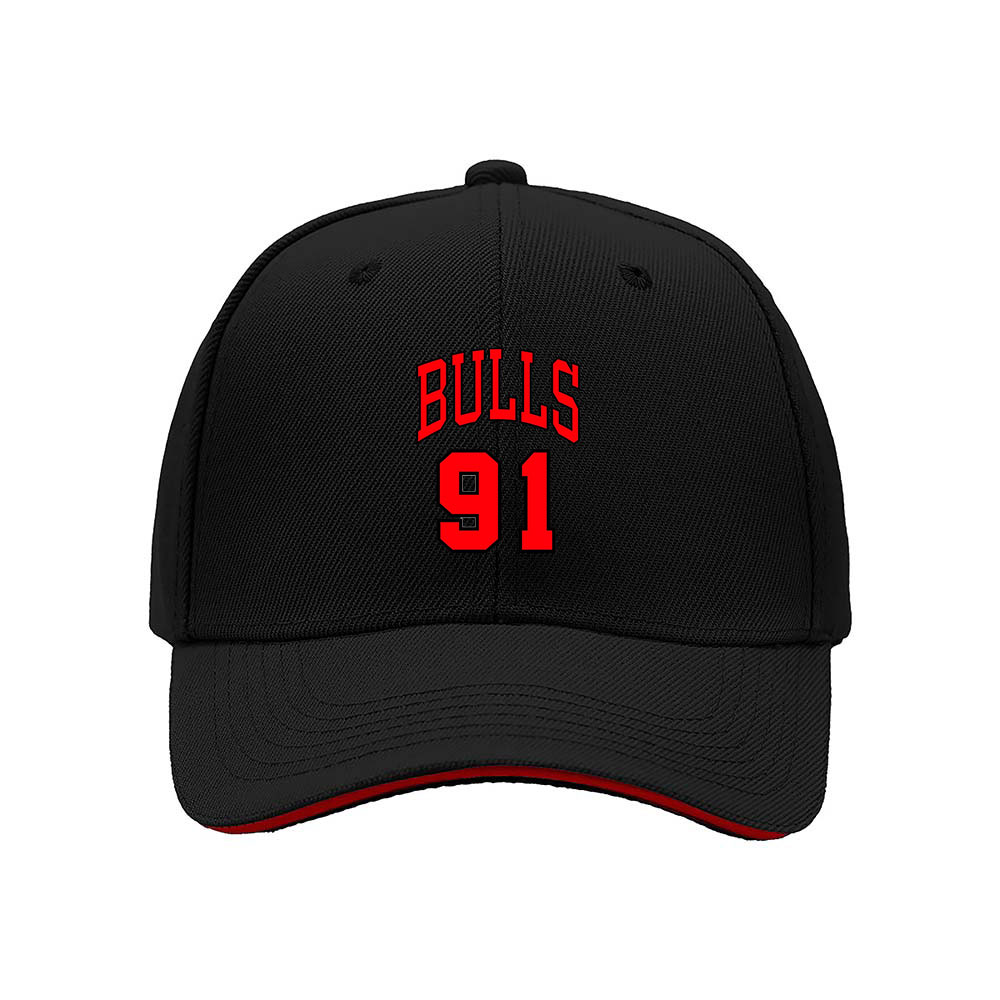 Bulls 91 Men's Baseball Cap Black Red Sport Gift Hat