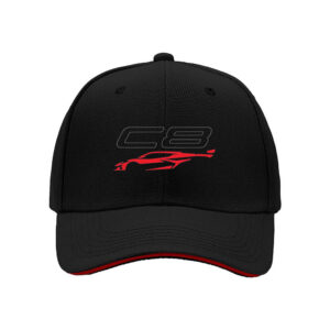 C8 Corvette Logo Men's Baseball Cap Red Black Design Gift
