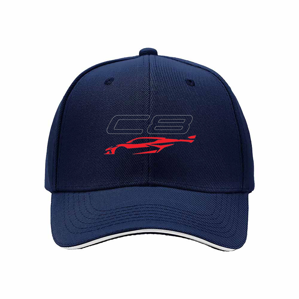 C8 Corvette Logo Men's Baseball Cap Red Black Design Gift - Image 2
