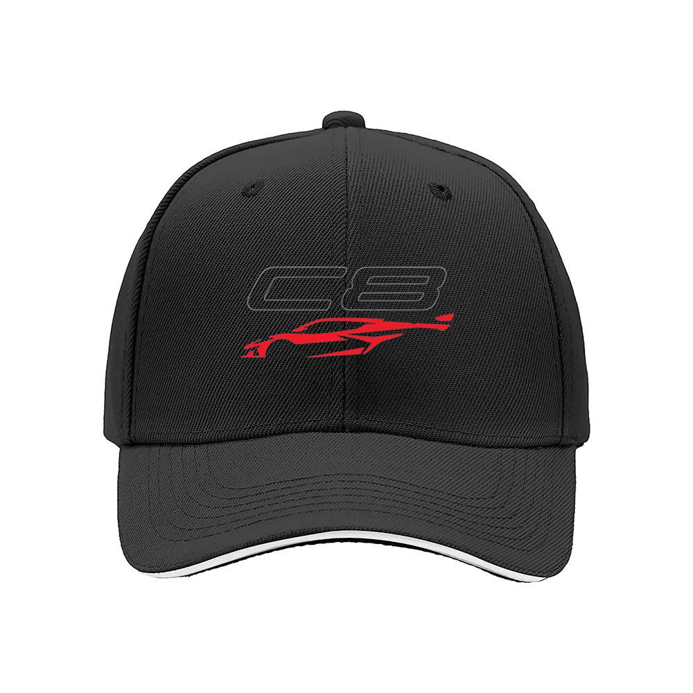 C8 Corvette Logo Men's Baseball Cap Red Black Design Gift - Image 3