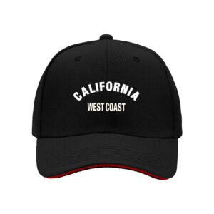 California West Coast Men's Baseball Cap Black Red Trim Gift